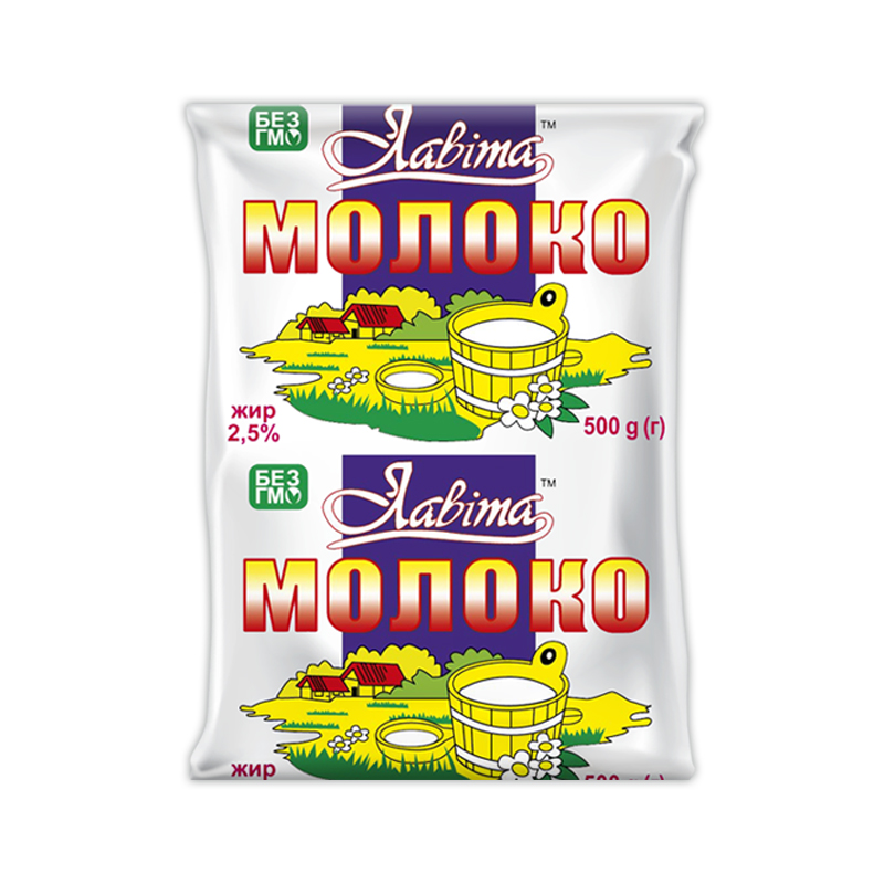 Молоко коров'яче ЛАВІТА, пастеризоване, 2,5%, 500г